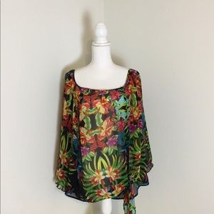 Rox & Ali Sheer Tropical Print Top.